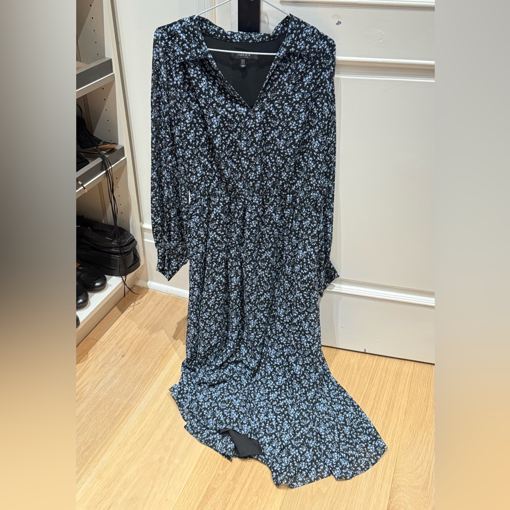 Blue and Black Midi Dress
